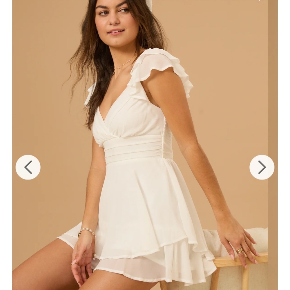 Elegant White Ruffle Sleeve Dress